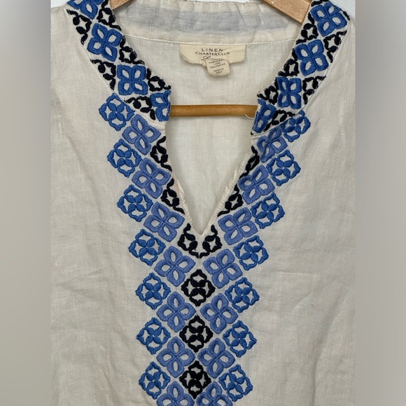 Charter Club Luxury 100% Linen embroidered shirt tunic lagenlook coastal top - Picture 4 of 4